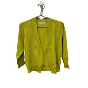 Active USA Lime Green Lightweight Soft Knit Open Front Cardigan Sweater